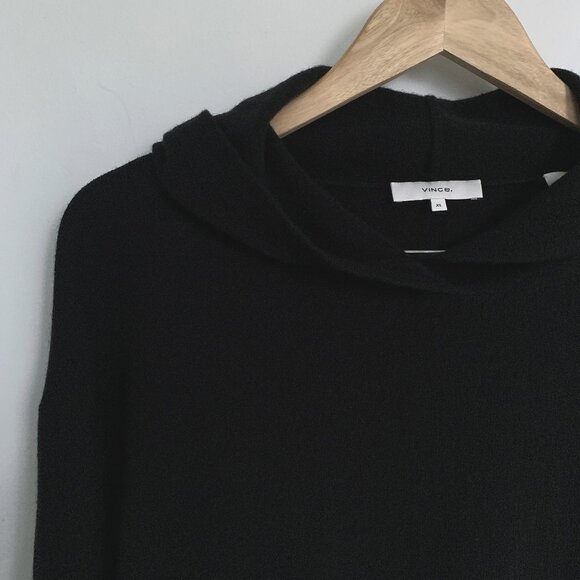 Vince Overlap Wool Cashmere Hoodie XL Black - Picture 10 of 12